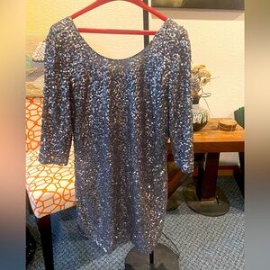 Silver Sequin Mini Dress